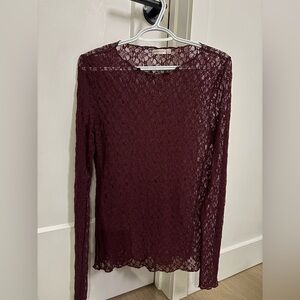 Stradivarius Burgundy Lace Blouse